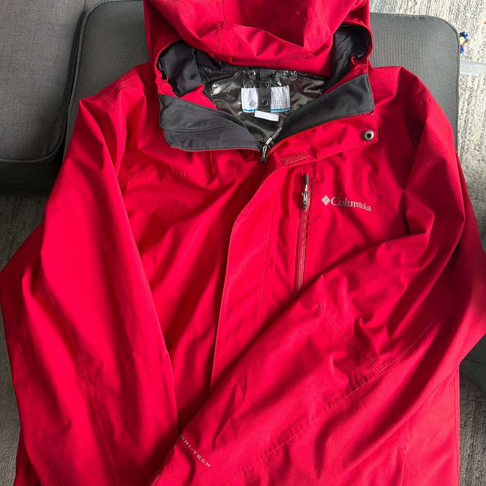 Columbia Men's Pouration Omni-Tech Waterproof Rain Jacket Red